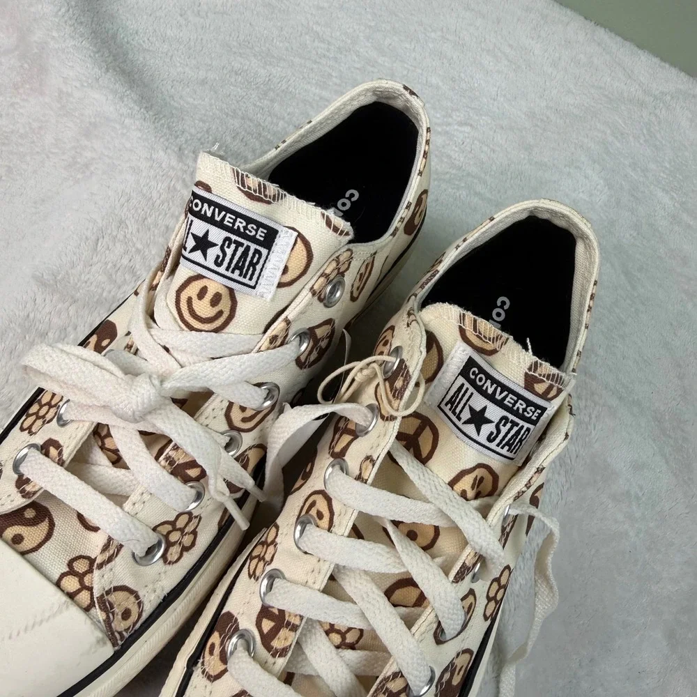 Converse Chuck Taylor All Star Platform Ox Smiley Peace Yin Yang Tan Womens 8 - Picture 5 of 12